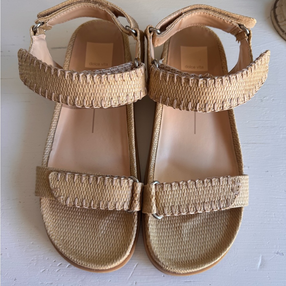 Dolce Vita Senora Sandals Lt Natural Raffia Sz.8 Women